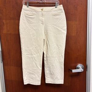 St. John Collection Cream Capris Cropped Pants Cotton Stretch size 8